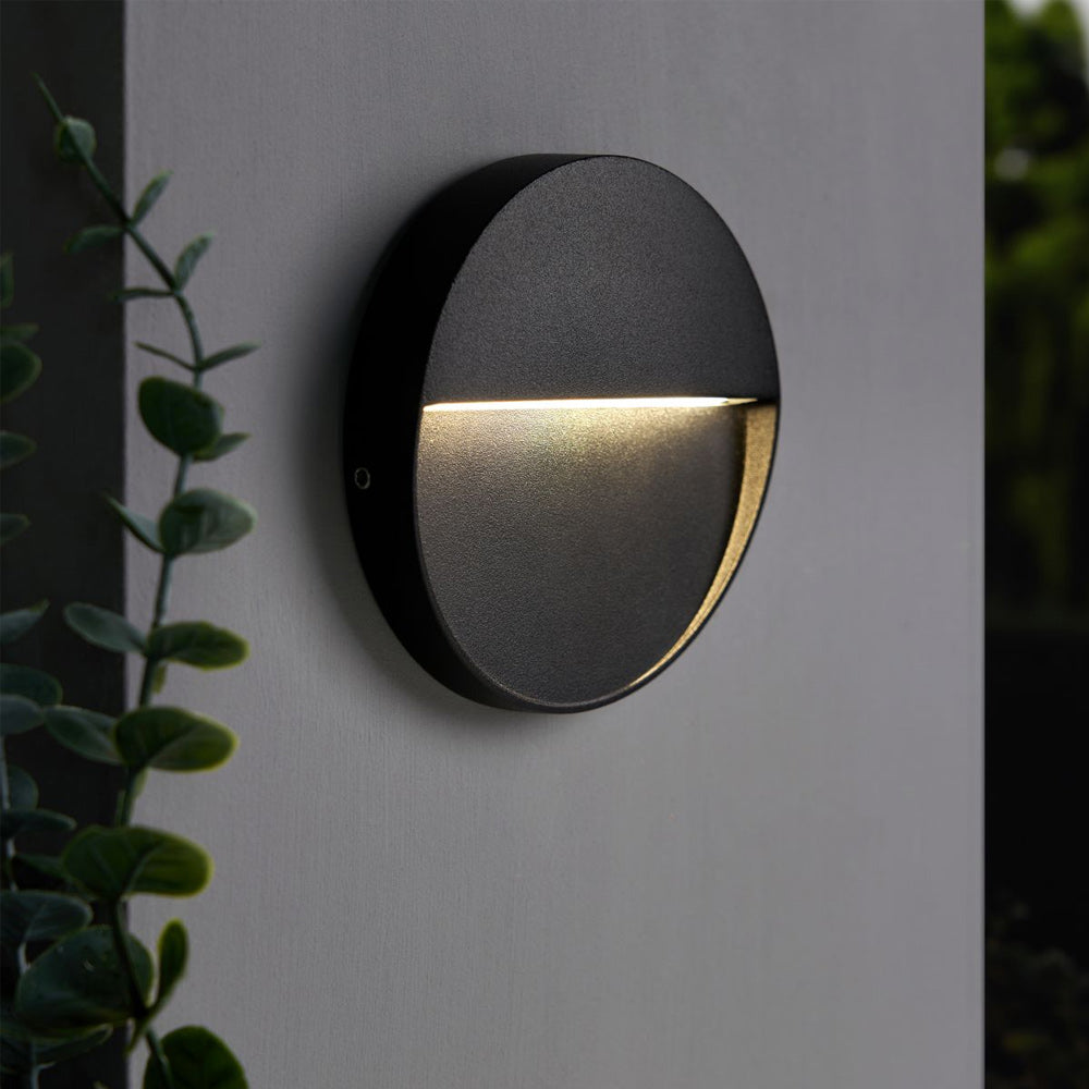 ONZA | Outdoor Surface Indirect Round Wall Brick Step Guide Light | LED 3W 110mm | IP54 | 4000K Neutral White | Black