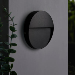 ONZA | Outdoor Surface Indirect Round Wall Brick Step Guide Light | LED 3W 110mm | IP54 | 4000K Neutral White | Black