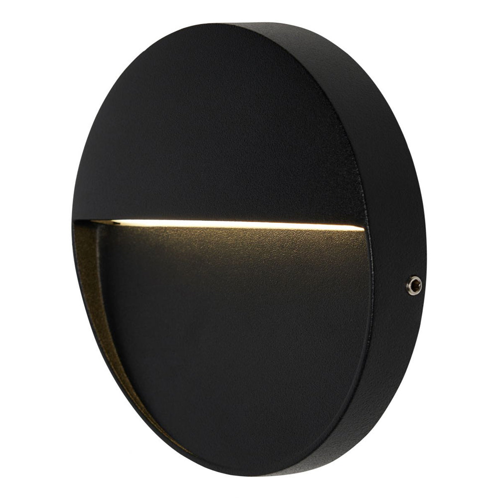 ONZA | Outdoor Surface Indirect Round Wall Brick Step Guide Light | LED 3W 110mm | IP54 | 4000K Neutral White | Black