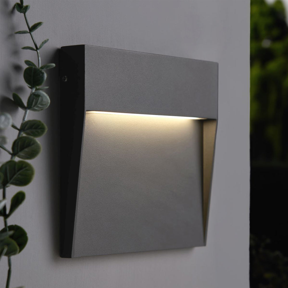 PUYA | Outdoor Surface Indirect Square Wall Brick Step Guide Light | LED 3W 110mm | IP54 | 4000K Neutral White | Anthracite