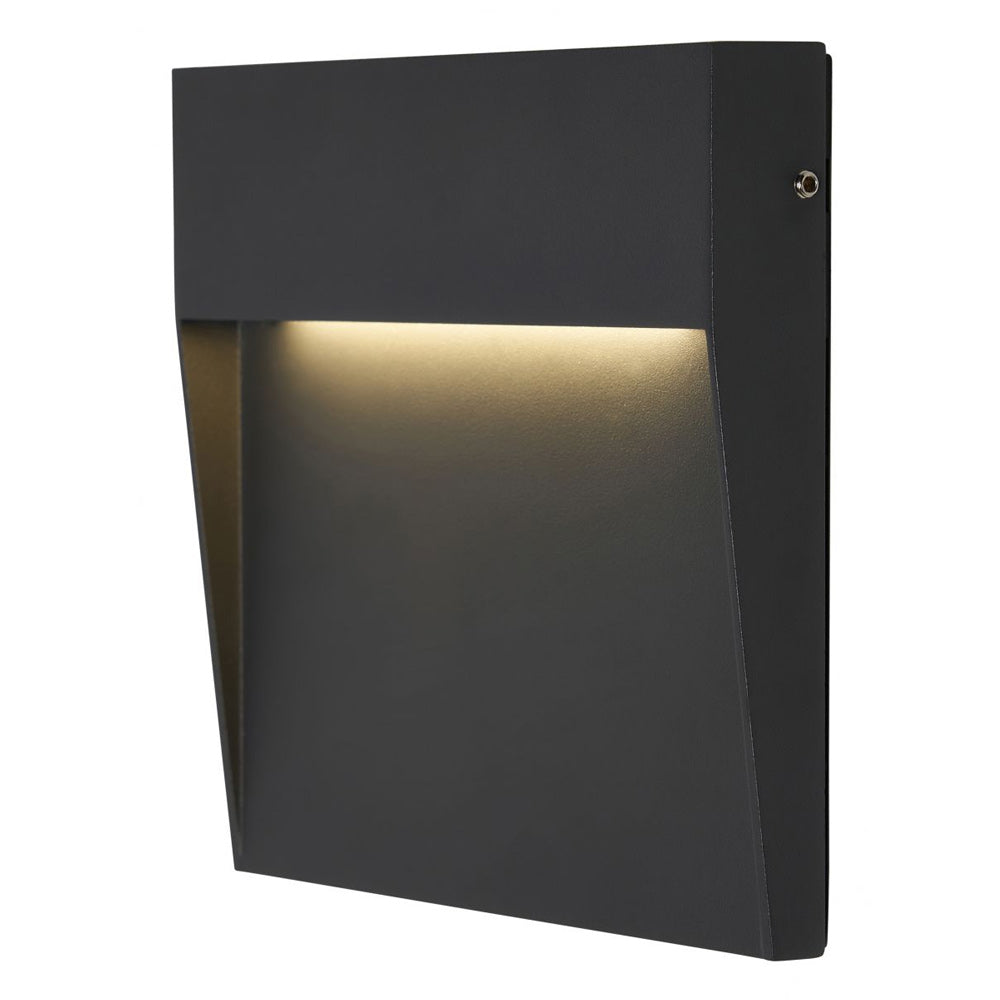 PUYA | Outdoor Surface Indirect Square Wall Brick Step Guide Light | LED 3W 110mm | IP54 | 4000K Neutral White | Anthracite