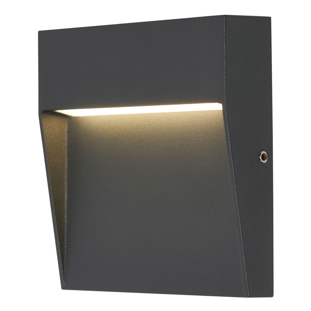 PUYA | Outdoor Surface Indirect Square Wall Brick Step Guide Light | LED 6W 160mm | IP54 | 4000K Neutral White | Anthracite