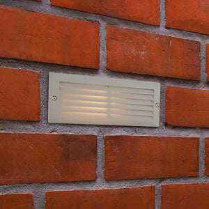 CCT 8W Outdoor Recessed Wall Die-Cast & Glass Louvre Grill Brick Light | LED E27 | 3000K, 4000K & 6000K White | IP44 | Grey