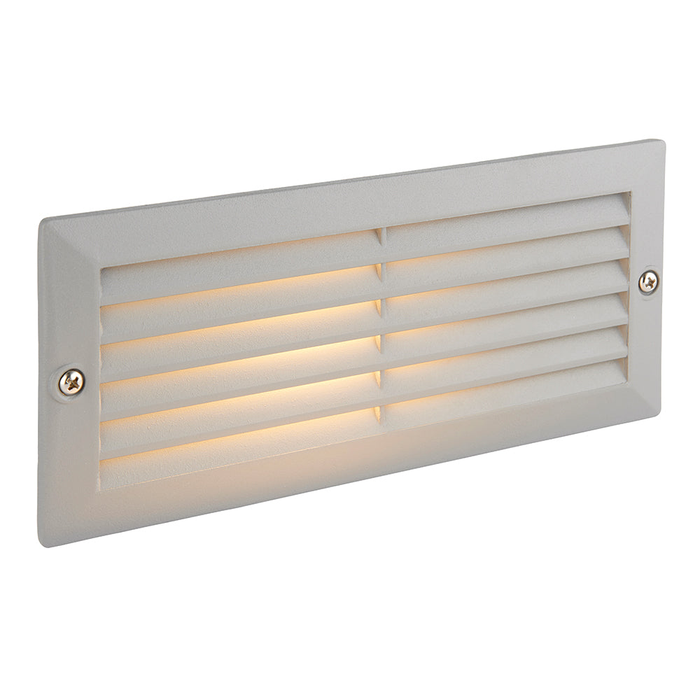 CCT 8W Outdoor Recessed Wall Die-Cast & Glass Louvre Grill Brick Light | LED E27 | 3000K, 4000K & 6000K White | IP44 | Grey