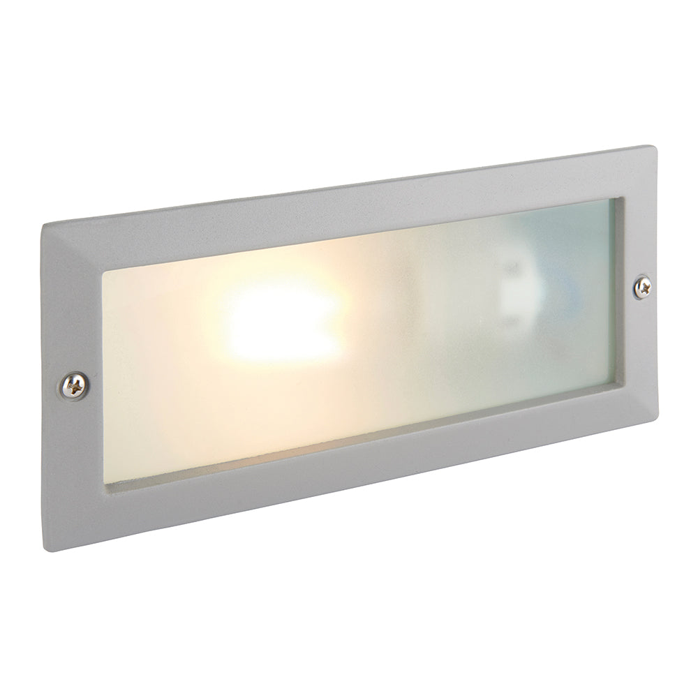 CCT 8W Outdoor Recessed Wall Die-Cast & Glass Brick Light | LED E27 | 3000K, 4000K & 6000K White | IP44 | Grey