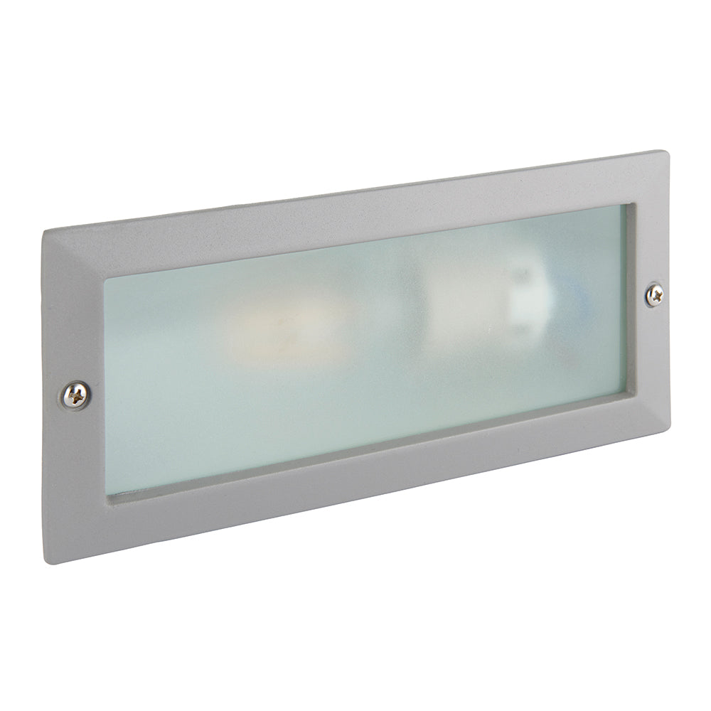 CCT 8W Outdoor Recessed Wall Die-Cast & Glass Brick Light | LED E27 | 3000K, 4000K & 6000K White | IP44 | Grey