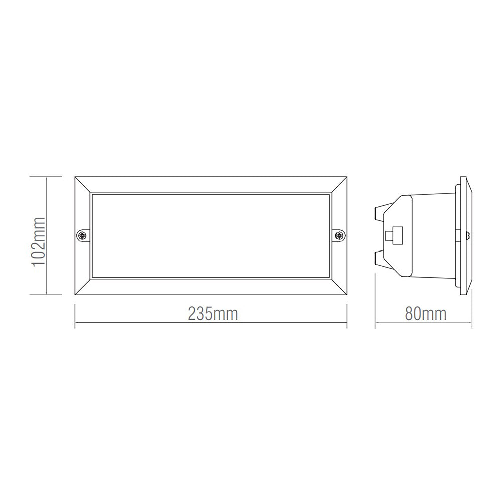 CCT 8W Outdoor Recessed Wall Die-Cast & Glass Louvre Grill Brick Light | LED E27 | 3000K, 4000K & 6000K White | IP44 | Grey