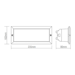 CCT 8W Outdoor Recessed Wall Die-Cast & Glass Louvre Grill Brick Light | LED E27 | 3000K, 4000K & 6000K White | IP44 | Grey