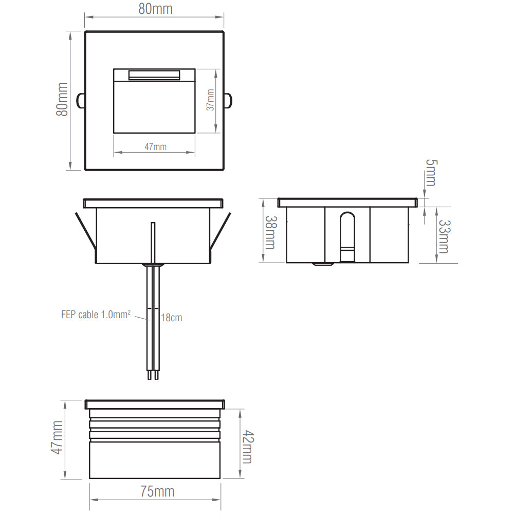 Recessed Indirect Square Wall Step Brick Stair Light for Indoor / Outdoor | LED CCT 1.5W | IP65 | 3000K, 4000K & 6500K | Silver