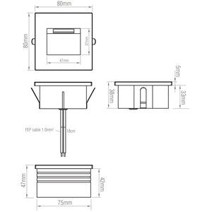 Recessed Indirect Sqaure Wall Step Brick Stair Light for Indoor / Outdoor | LED CCT 1.5W | IP65 | 3000K, 4000K & 6500K | Silver