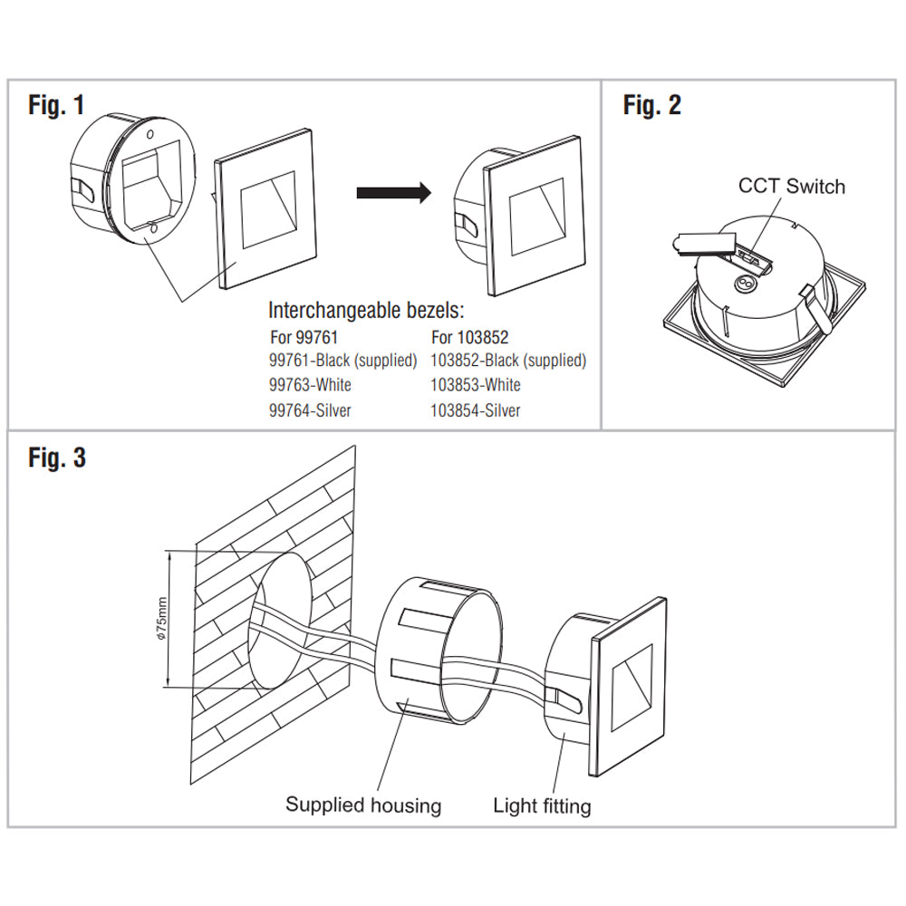 Recessed Indirect Square Wall Step Brick Stair Light for Indoor / Outdoor | LED CCT 1.5W | IP65 | 3000K, 4000K & 6500K | Silver