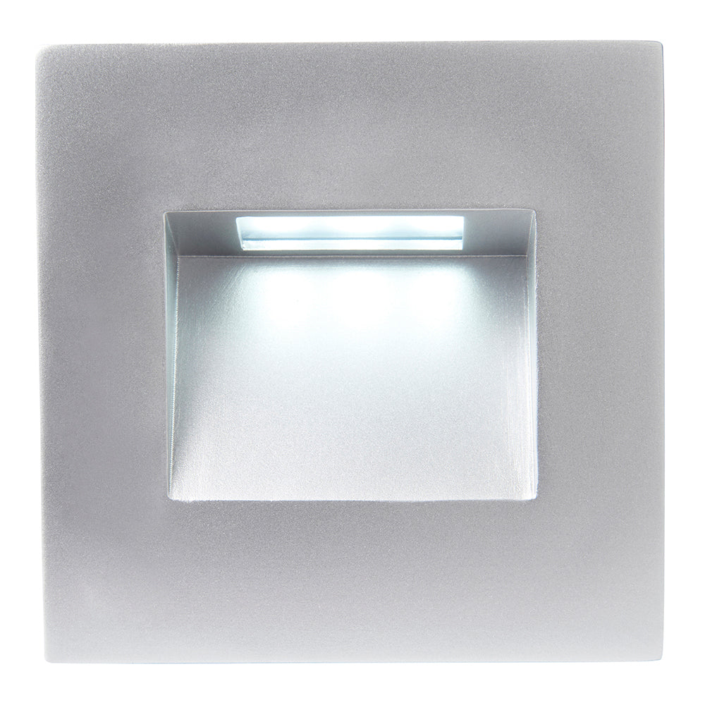 Recessed Indirect Sqaure Wall Step Brick Stair Light for Indoor / Outdoor | LED CCT 1.5W | IP65 | 3000K, 4000K & 6500K | Silver