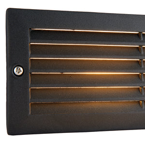 CCT 8W Outdoor Recessed Wall Die-Cast & Glass Louvre Grill Brick Light | LED E27 | 3000K, 4000K & 6000K White | IP44 | Black