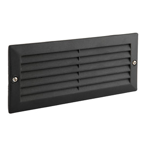 CCT 8W Outdoor Recessed Wall Die-Cast & Glass Louvre Grill Brick Light | LED E27 | 3000K, 4000K & 6000K White | IP44 | Black