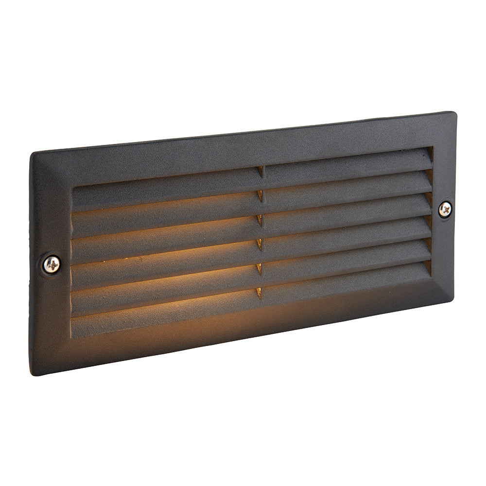 CCT 8W Outdoor Recessed Wall Die-Cast & Glass Louvre Grill Brick Light | LED E27 | 3000K, 4000K & 6000K White | IP44 | Black