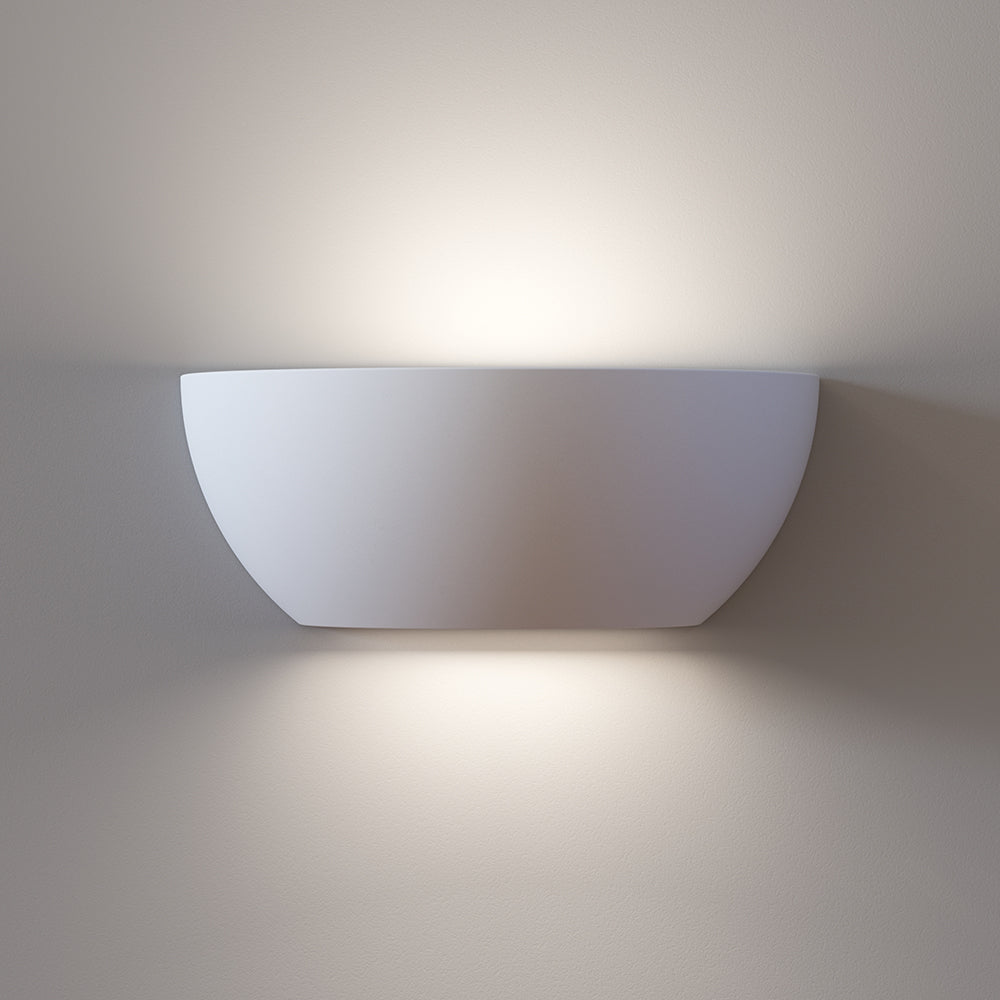 CARTER Half Moon Paintable Plaster Wall Uplighter Light | E14 SES | Up Down Light Effect