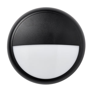 CE3X5 | Round Bulkhead Light Fitting | LED Multi Wattage 8-16W | CCT 5-Colour | IP65 | Black Eyelid