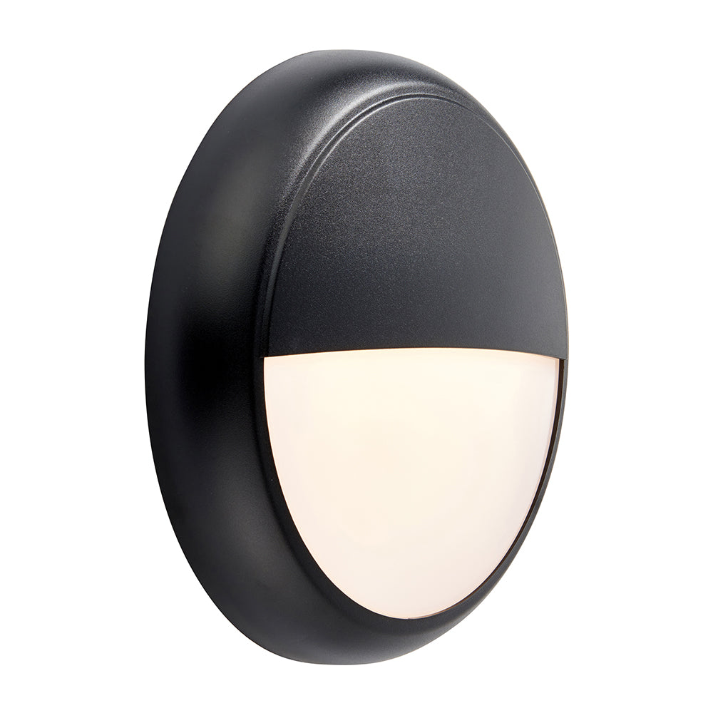 CE3X5 | Round Bulkhead Light Fitting | LED Multi Wattage 8-16W | CCT 5-Colour | IP65 | Black Eyelid