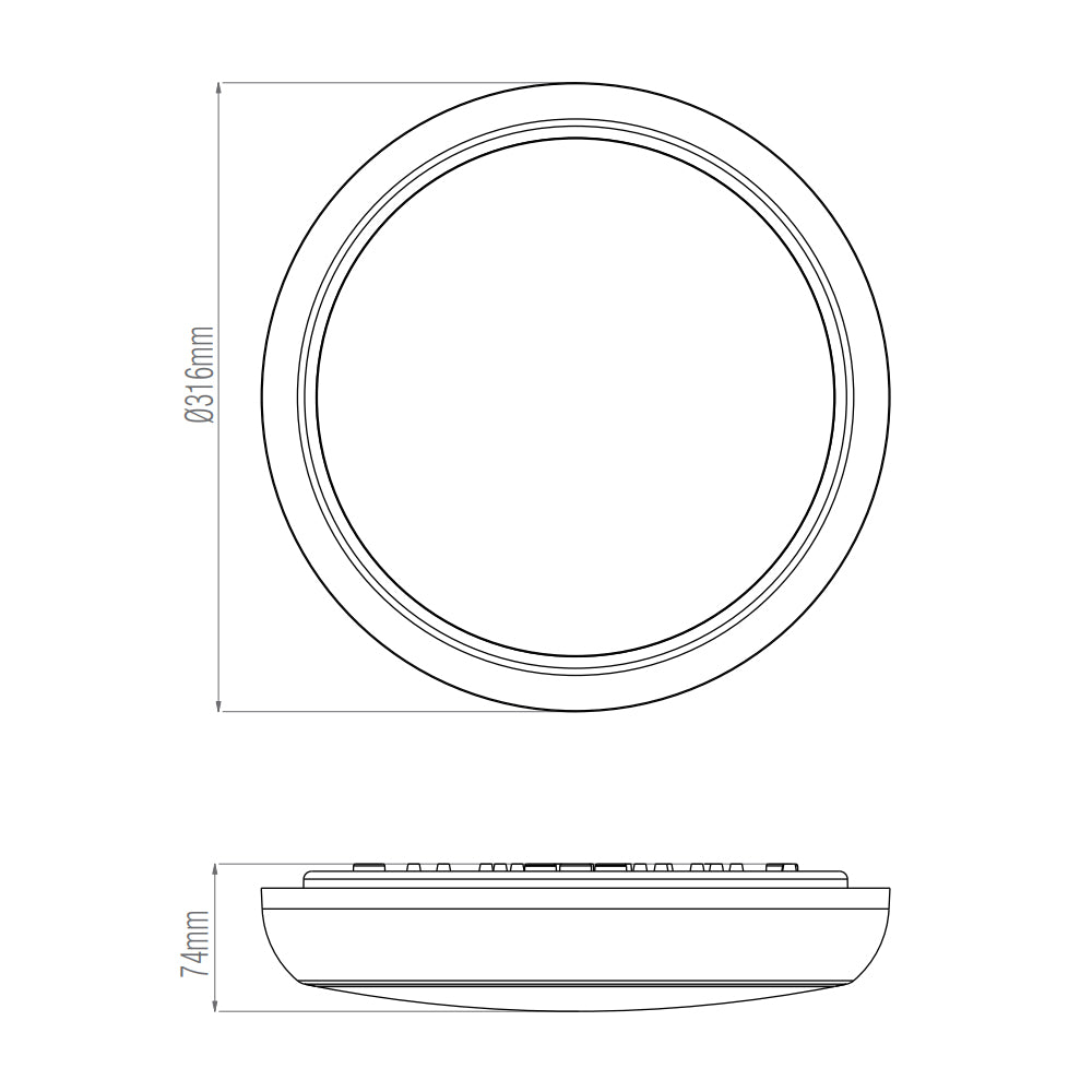 CE3X5 | Round Bulkhead Light Fitting | LED Multi Wattage 8-16W | CCT 5-Colour | IP65 | Microwave Sensor & Emergency