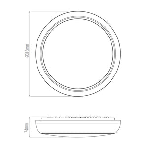 CE3X5 | Round Bulkhead Light Fitting | LED Multi Wattage 8-16W | CCT 5-Colour | IP65 | 3hr Emergency | Black