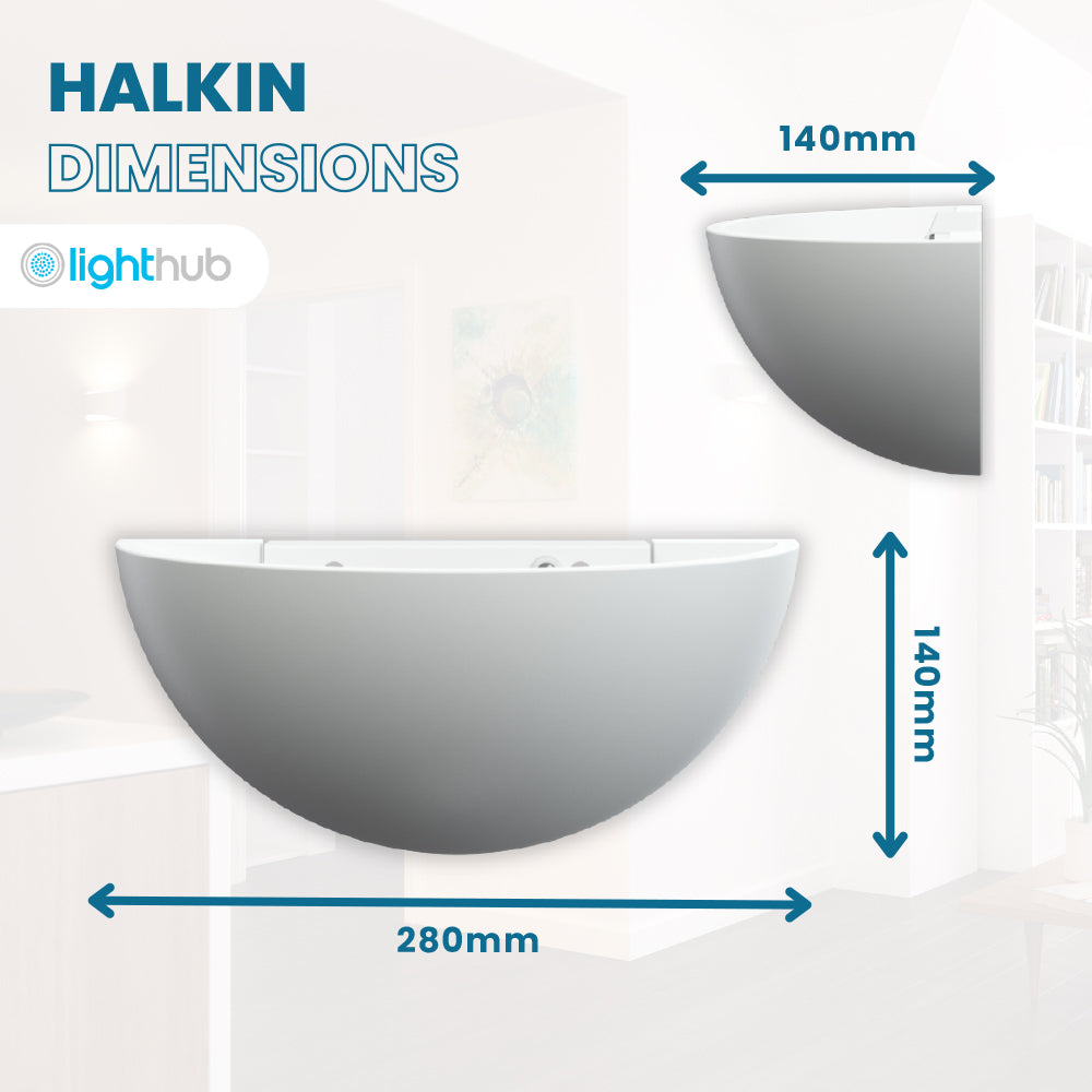 LED POPLAR Half Moon Paintable Plaster Uplighter Fitting | E27 (ES) | Up Light Effect | 3000K Warm White