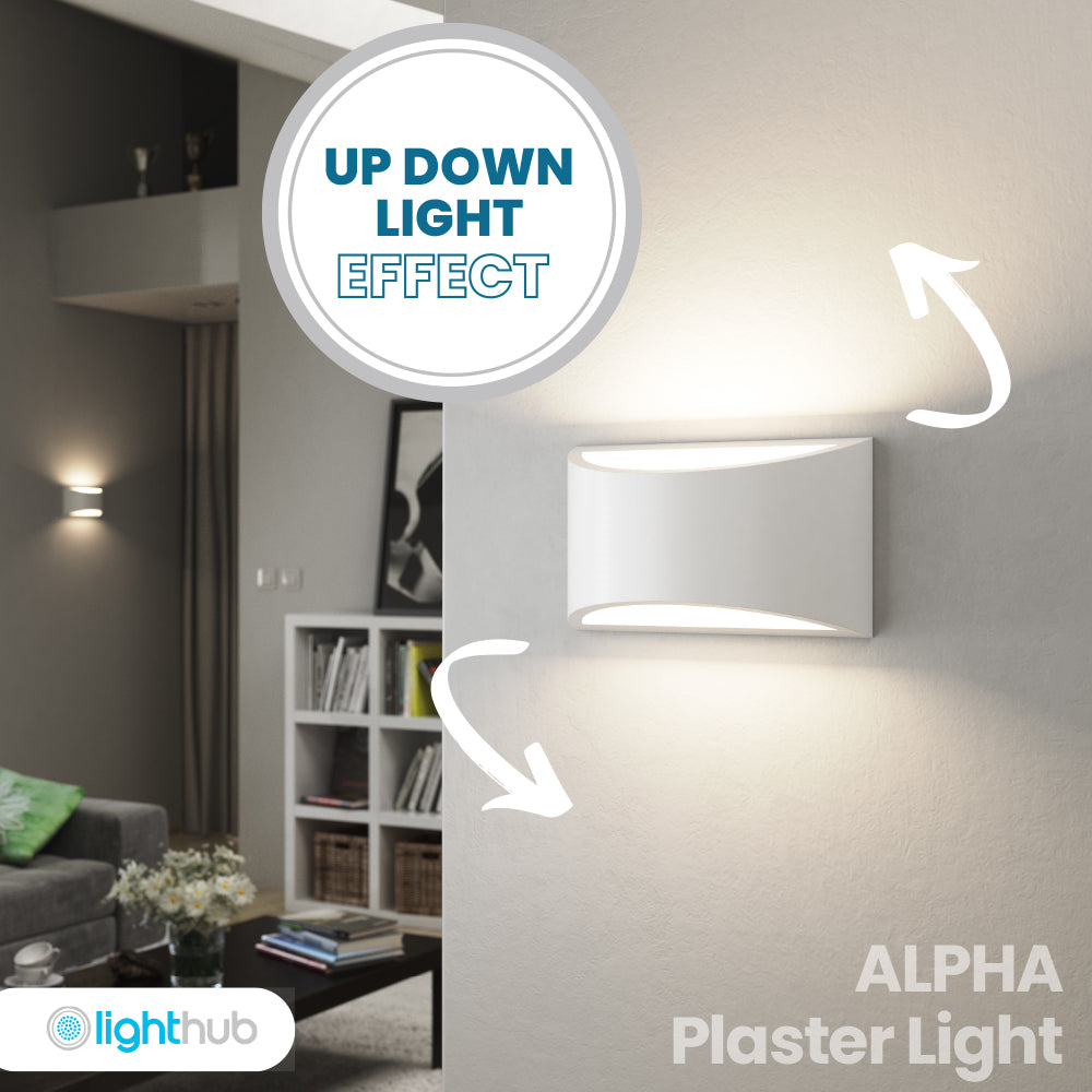 ALPHA G9 LED Curved Plaster Uplighter Fitting | Up Down Light Effect | 3000K Warm White Dimmable