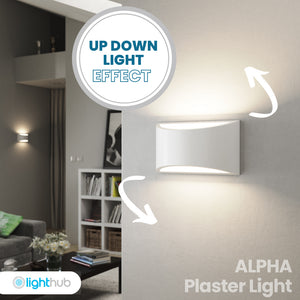 ALPHA G9 Curved Plaster Uplighter Wall Fitting | Up Down Light Effect