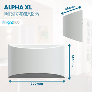 ALPHA XL Curved Plaster Uplighter Wall Fitting | E14 | Up Down Light Effect | 3000K Warm White Dimmable