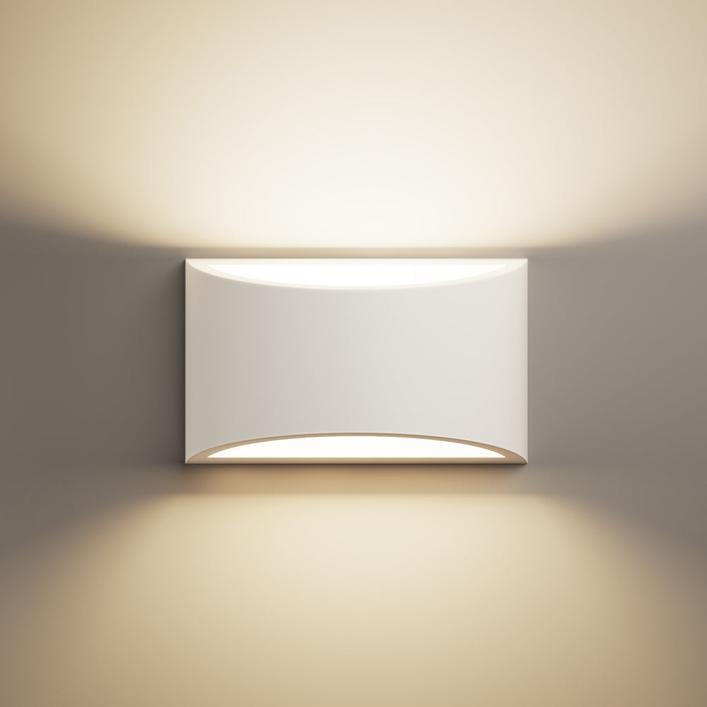 ALPHA XL Curved Plaster Uplighter Wall Fitting | E14 | Up Down Light Effect | 3000K Warm White Dimmable