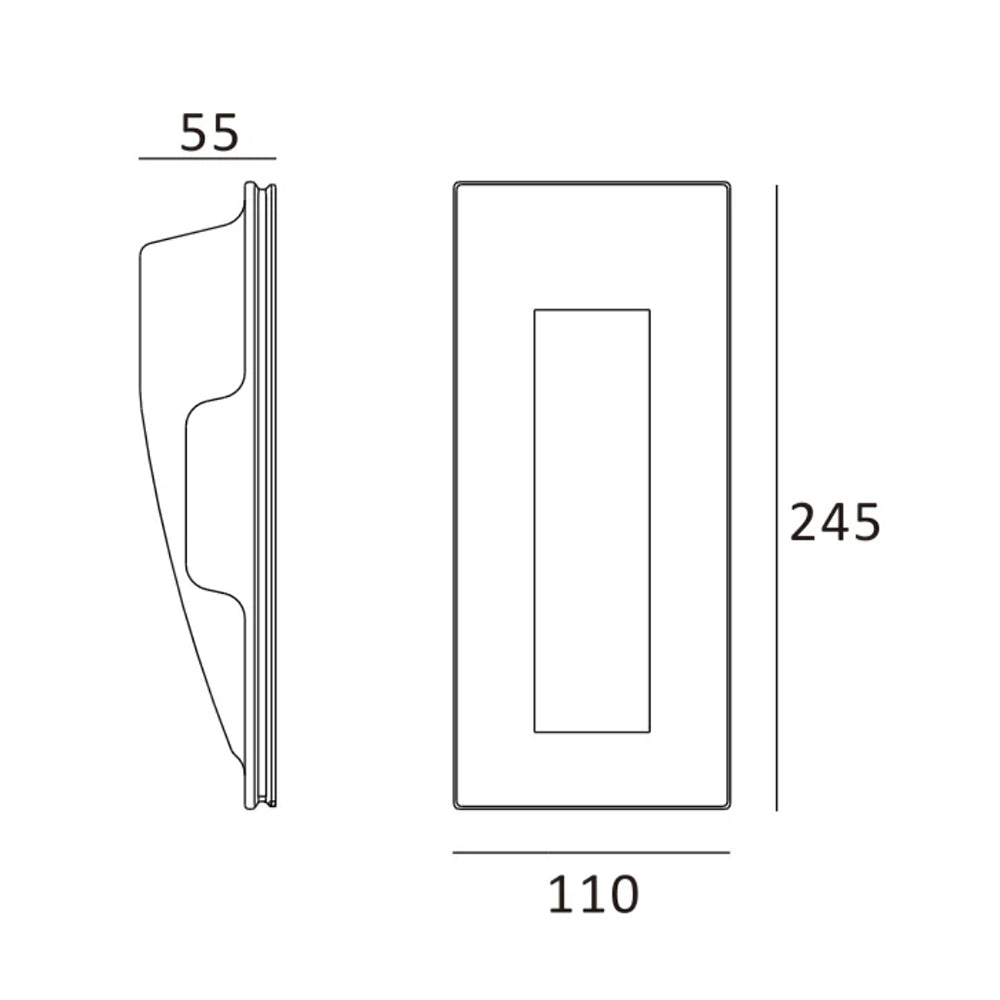 MALVA Rectangle Trimless Plaster In Wall Light | 1.8W LED | 2700K Warm White | IP20 | White