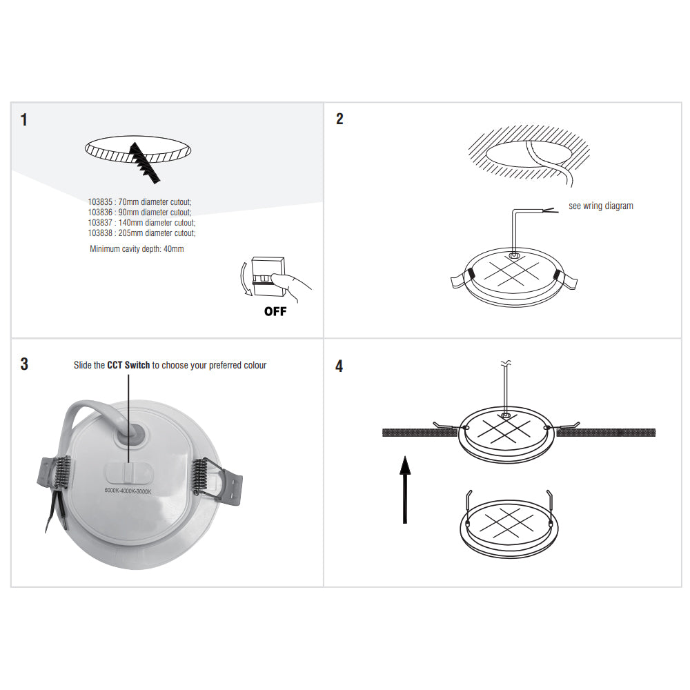 CIRCO | LED Recessed Round Commercial Downlight Fitting | 18W 1600lm | CCT Tri-Colour | IP20