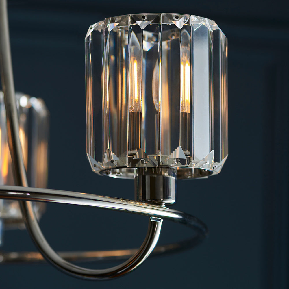 BERENICE | Ceiling Chanderlier Pendant Decorative Glass 3-Light Fitting | E14 | Polished Nickel