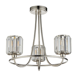 BERENICE | Ceiling Chanderlier Pendant Decorative Glass 3-Light Fitting | E14 | Polished Nickel