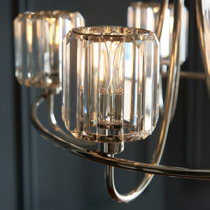 BERENICE | Ceiling Chanderlier Pendant Decorative Glass 5-Light Fitting | E14 | Polished Nickel