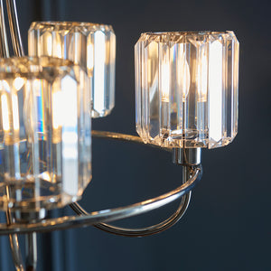 BERENICE | Ceiling Chanderlier Pendant Decorative Glass 5-Light Fitting | E14 | Polished Nickel