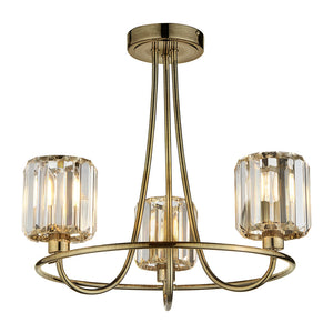 BERENICE | Ceiling Chanderlier Pendant Decorative Glass 3-Light Fitting | E14 | Antique Brass