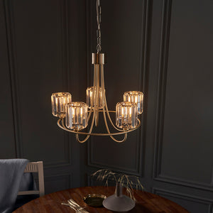 BERENICE | Ceiling Chanderlier Pendant Decorative Glass 5-Light Fitting | E14 | Antique Brass