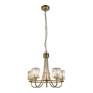 BERENICE | Ceiling Chanderlier Pendant Decorative Glass 5-Light Fitting | E14 | Antique Brass