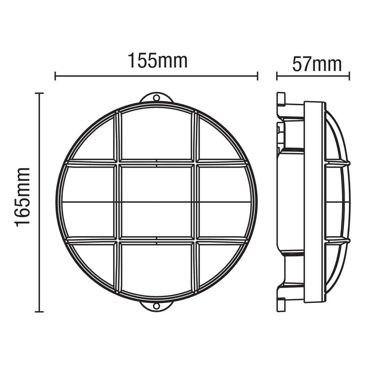 CAPELLA | Slim Round Bulkhead Grill Cage Coastal Light | 165mm | LED 750lm | 4000K Neutral | IP65 | Black