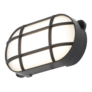 CAPELLA | Slim Oval Bulkhead Grill Cage Coastal Light | 8W LED 400lm | 4000K Neutral | IP65 | Black