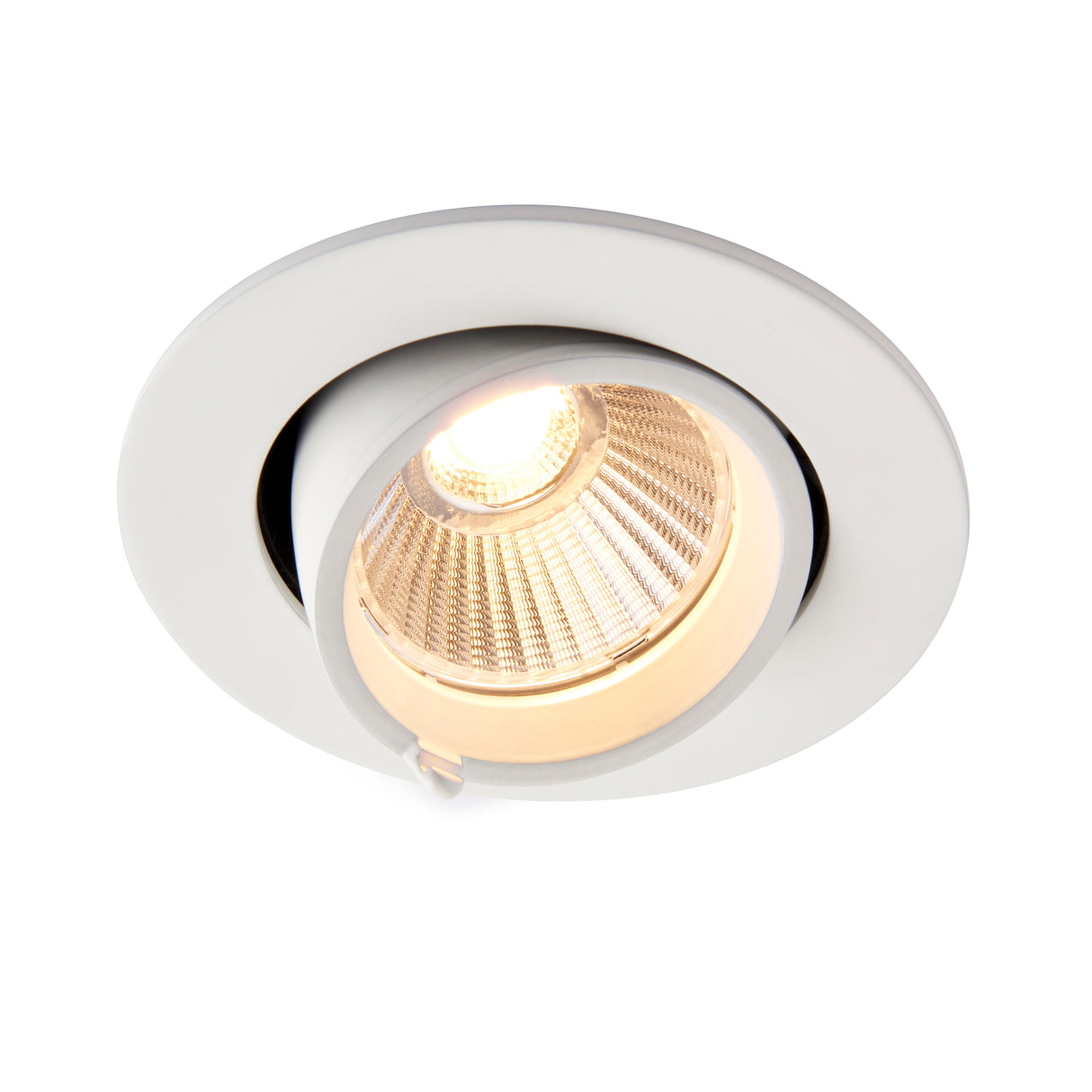 AXIAL | LED Recessed Tilt Scoop Round Commercial Downlight Fitting | 10.5W 900lm | CCT Tri-Colour | White