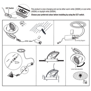 AXIAL | LED Recessed Tilt Scoop Round Commercial Downlight Fitting | 15W 1400lm | CCT Tri-Colour | White