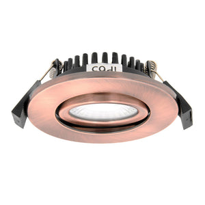 LED Slim Tilt Adjustable Fire Rated Downlight | Dimmable 5W 500lm | IP65 | 4000K Neutral White | Antique Copper