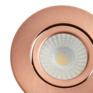 LED Slim Tilt Adjustable Fire Rated Downlight | Dimmable 5W 500lm | IP65 | 4000K Neutral White | Antique Copper