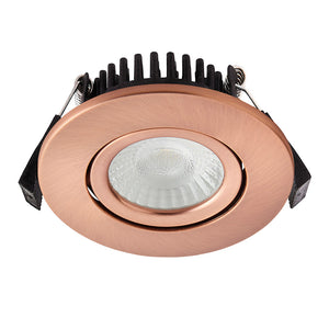 LED Slim Tilt Adjustable Fire Rated Downlight | Dimmable 5W 500lm | IP65 | 4000K Neutral White | Antique Copper