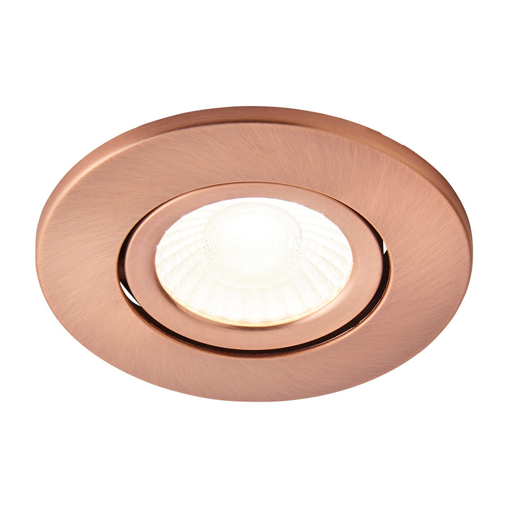 LED Slim Tilt Adjustable Fire Rated Downlight | Dimmable 5W 500lm | IP65 | 4000K Neutral White | Antique Copper