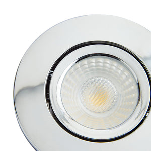 LED Slim Tilt Adjustable Fire Rated Downlight | Dimmable 5W 500lm | IP65 | 4000K Neutral White | Chrome