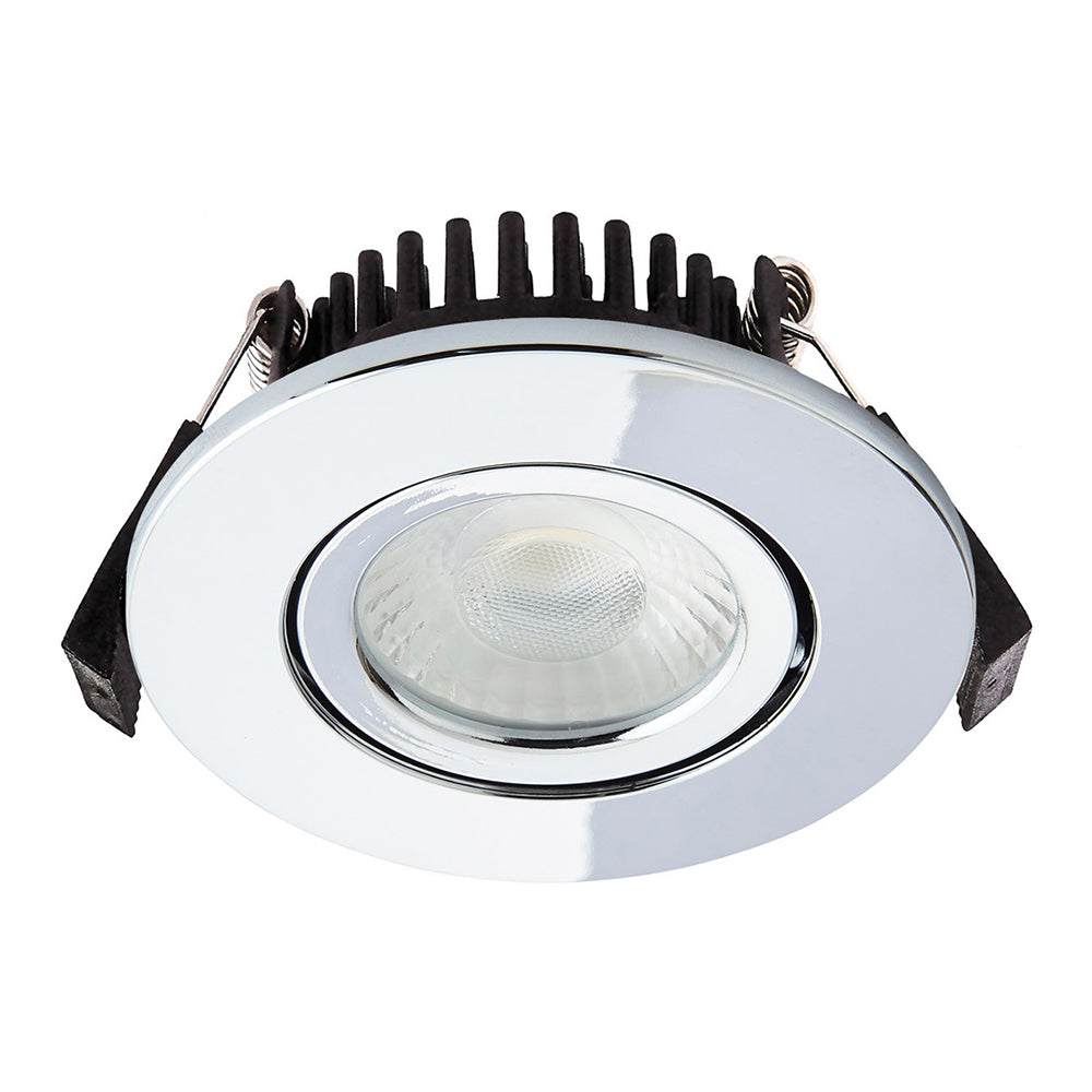 LED Slim Tilt Adjustable Fire Rated Downlight | Dimmable 5W 500lm | IP65 | 4000K Neutral White | Chrome