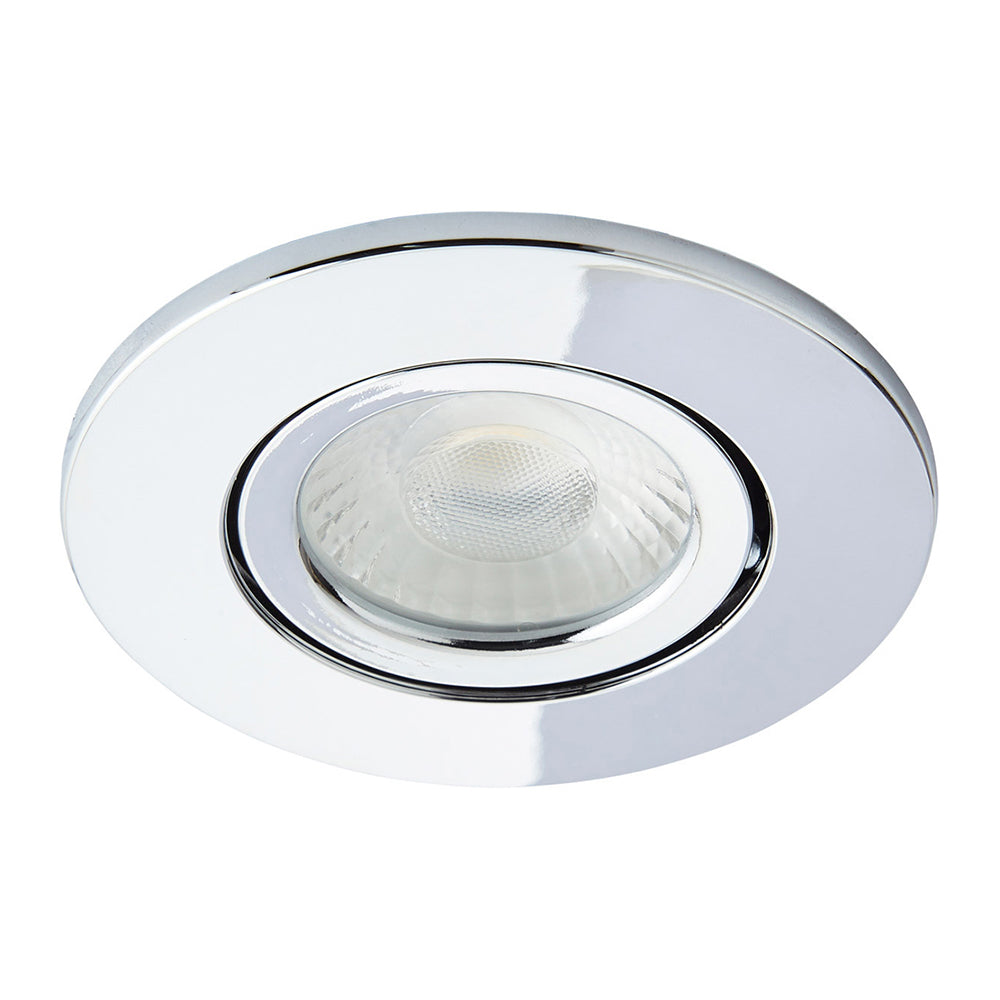 LED Slim Tilt Adjustable Fire Rated Downlight | Dimmable 5W 500lm | IP65 | 4000K Neutral White | Chrome