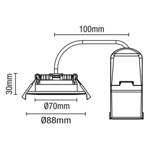 LED Slim Tilt Adjustable Fire Rated Downlight | Dimmable 5W 500lm | IP65 | 4000K Neutral White | Chrome